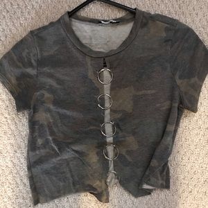 Gently worn , revealing army print crop top . Fashion Nova